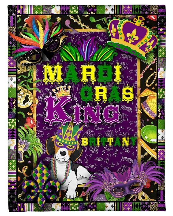 Mardi Gras King Brittany Dog Blanket