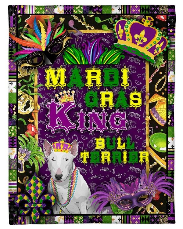 Mardi Gras King Bull Terrier Dog Blanket