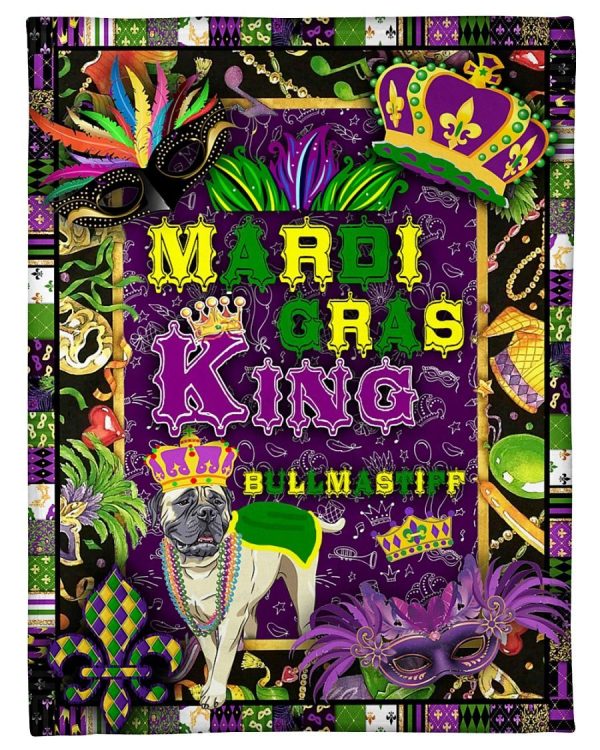 Mardi Gras King Bullmastiff Blanket