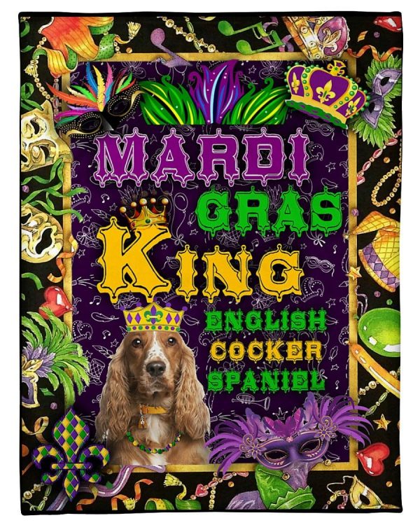 Mardi Gras King Cocker Spaniel Blanket