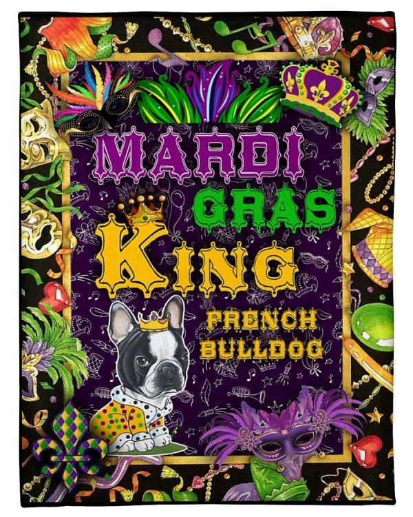 Mardi Gras King French Bulldog Blanket