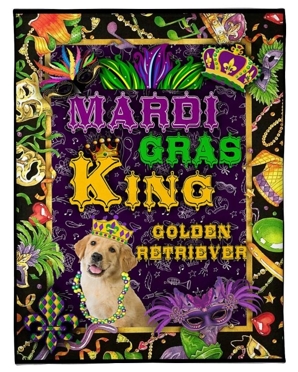 Mardi Gras King Golden Retriever Blanket