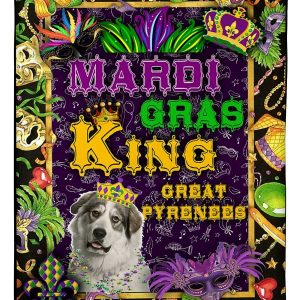 Mardi Gras King Great Pyrenees Blanket