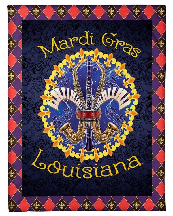 Mardi Gras Louisiana Saxophone Blanket