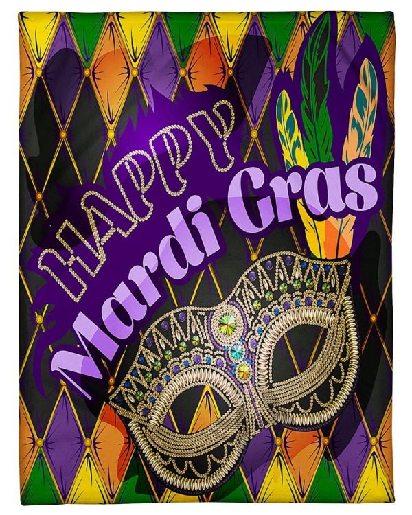 Mardi Gras Mask Colorful Blanket