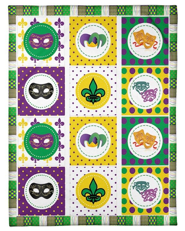 Mardi Gras Mask Jester Flower Lys Blanket