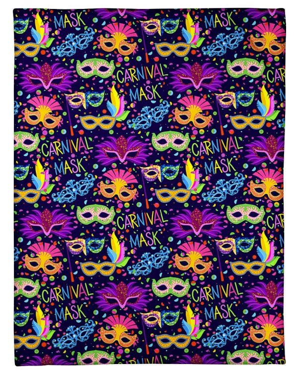 Mardi Gras Pattern Carnival Mask Blanket