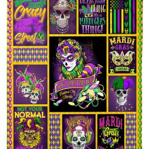 Mardi Gras Skull Crazy Blanket