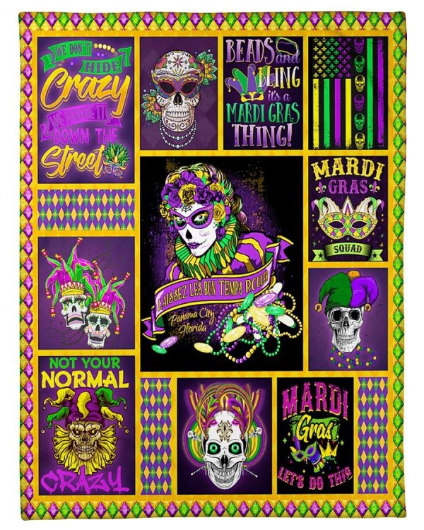 Mardi Gras Skull Crazy Blanket