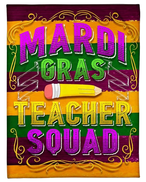 Mardi Gras Teacher Squad Funny Blanket