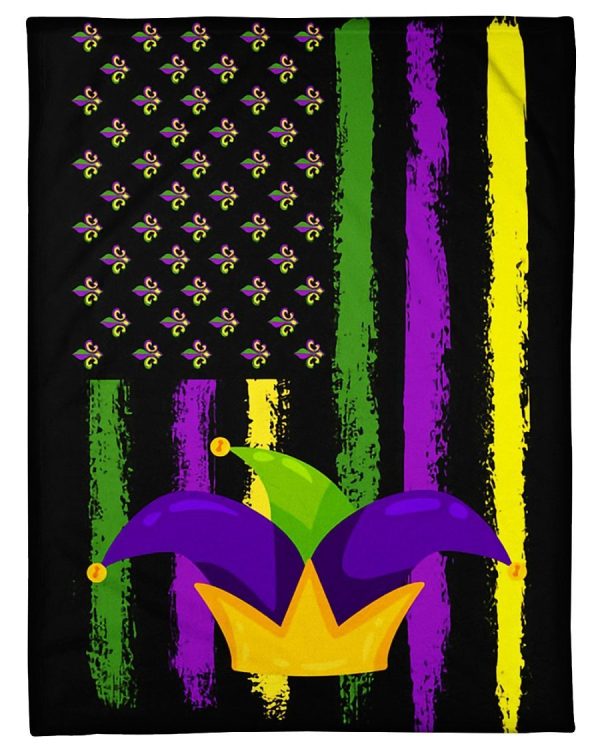 Mardi Gras US Flag Blanket