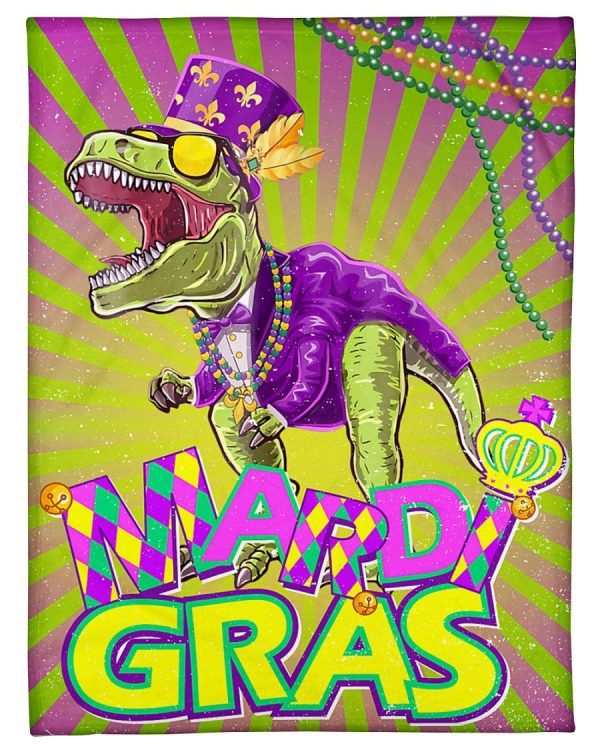 Mardi Grawr T Rex Dinosaur Blanket