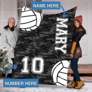 Mary Volleyball Camo Custom Text Name And Number Blanket