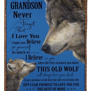 Meaningful Messages With The Old Wolf Image For Grandson Blanket