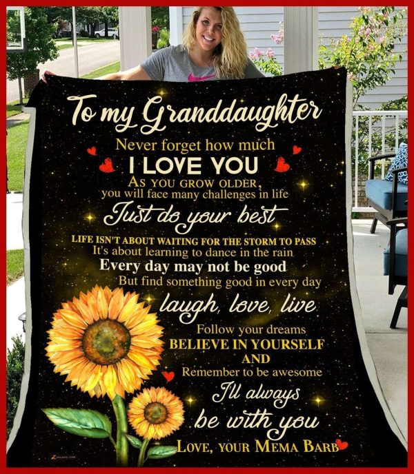 Mema Barb Gift For Granddaughter Never Forget How Much I Love You Blanket