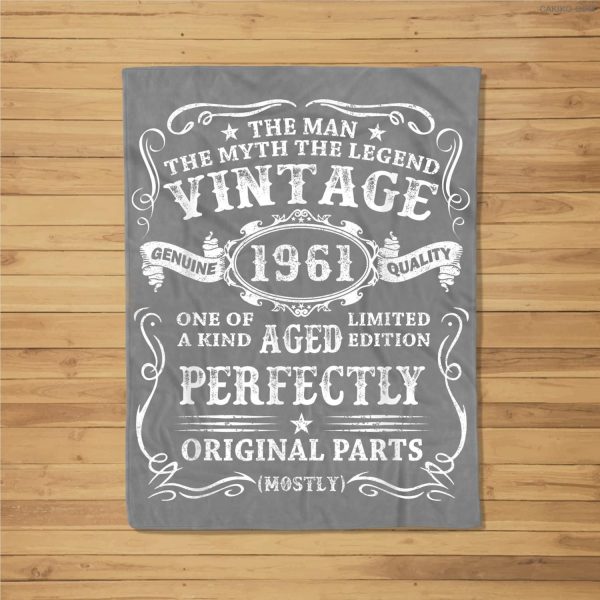 Mens 60 Years Old Gift Vintage 1961 Man Myth Legend 60Th Birthday Fleece Blanket