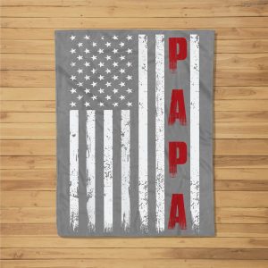 Mens Proud Papa Funny Fathers Day 2021 Gifts From Grandchildren Fleece Blanket