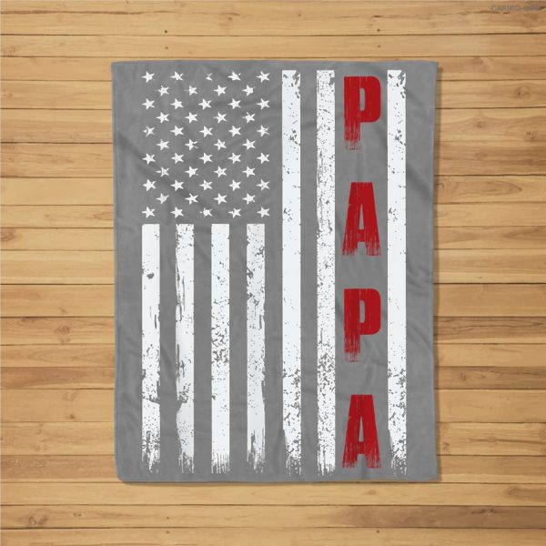 Mens Proud Papa Funny Fathers Day 2021 Gifts From Grandchildren Fleece Blanket