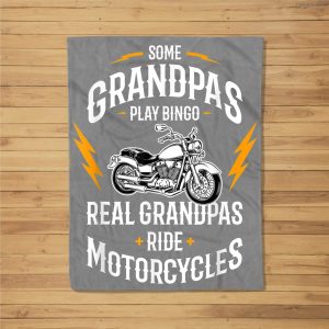 Mens Some Grandpas Play Bingo Real Grandpas Ride Motorcycles Fleece Blanket