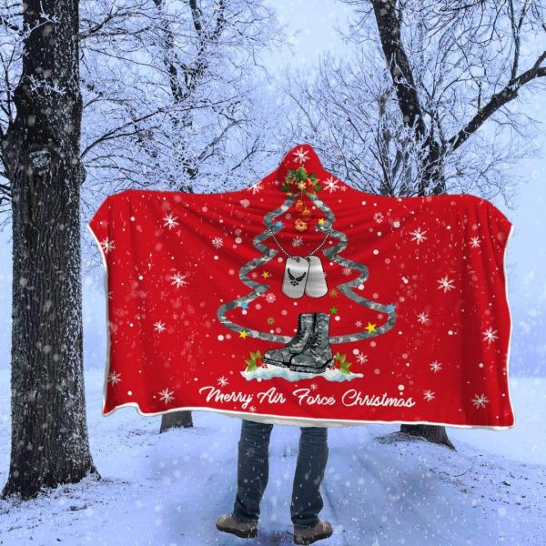 Merry Air Force Christmas Hooded blanket