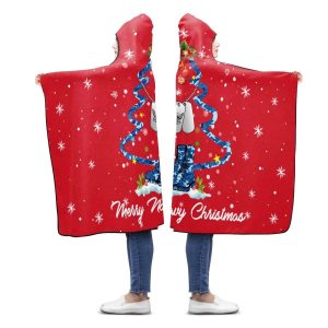 Merry Navy Christmas Hooded blanket