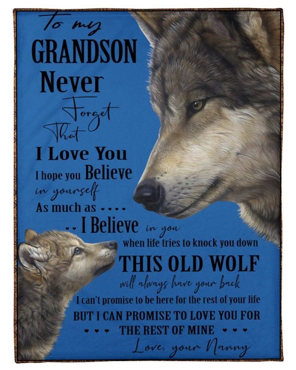 Messages With Old Wolf Image For Grandson From Nanny With Love Blanket