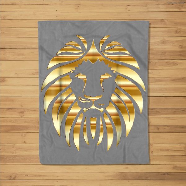 Metallic Gold King Lion Jungle Fleece Blanket