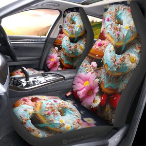 Mint Donuts Mix Flowers Car Seat Covers Custom Girly Pattern Car Accessories