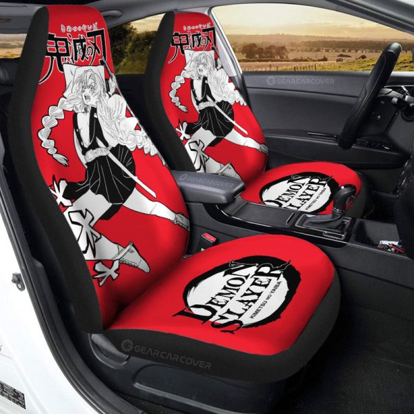 Mitsuri Kanroji Car Seat Covers Custom Demon Slayer Anime Car Accessories Manga Style For Fans