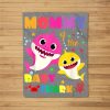 Mommy Of The Baby Shark Birthday Mommy Shark Fleece Blanket