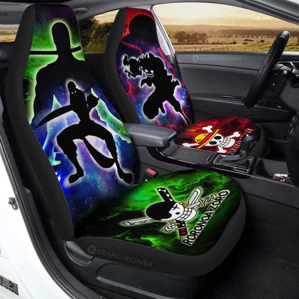 Monkey D. Luffy And Zoro Car Seat Covers Custom One Piece Anime Silhouette Style