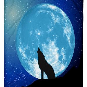 Moon Howling Wolf Blanket