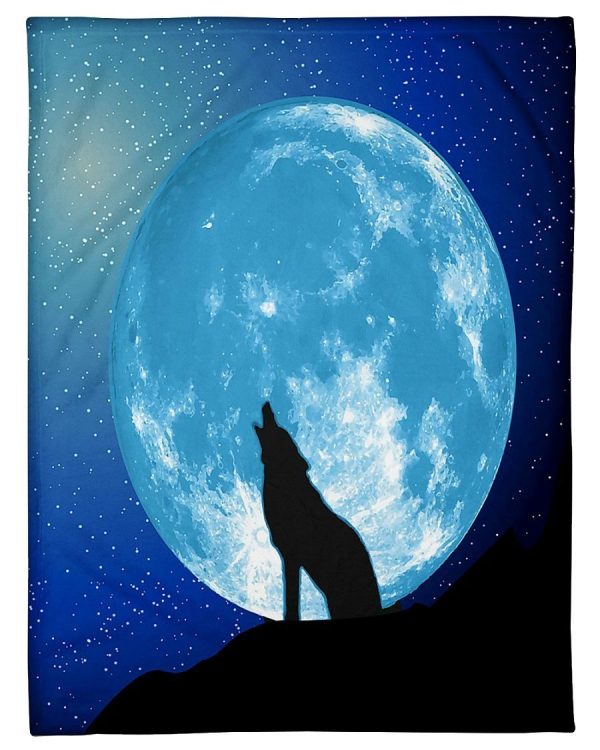 Moon Howling Wolf Blanket