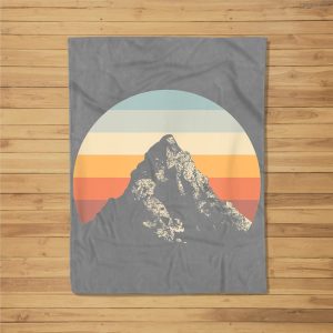 Mountain Sunset Circle Rainbow Outdoors Nature Hiking Fan Fleece Blanket