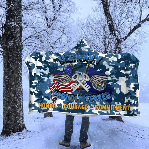 Navy Aviation Storekeeper Navy AK Proudly Served Hooded Blanket