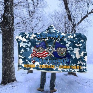 Navy Aviation Structural Mechanic Navy AM Proudly Served Hooded Blanket