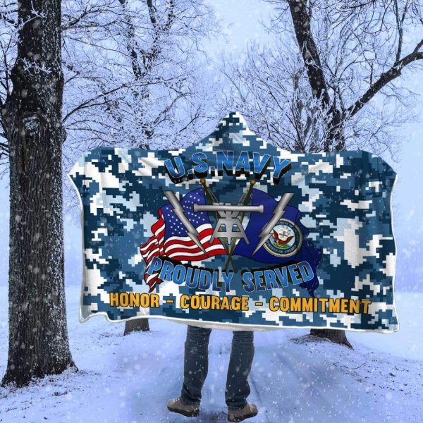 Navy Fire Controlman Navy FC Proudly Served Hooded Blanket