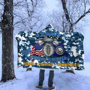 Navy Interior Communications Electrician Navy IC Proudly Served Hooded Blanket