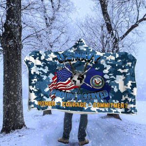 Navy Mass Communications Specialist Navy MC Proudly Served Hooded Blanket