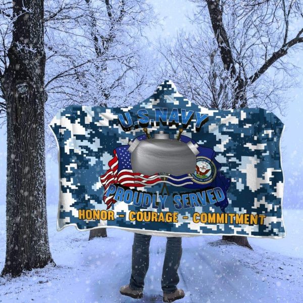 Navy Mineman Navy MN Proudly Served Hooded Blanket