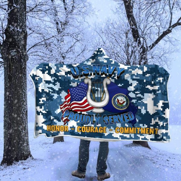 Navy Musician Navy MU Proudly Served Hooded Blanket