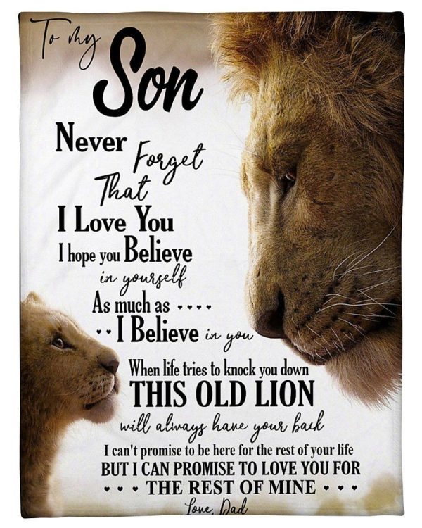 Never Forget I Love You Lion Design Lovely Message Gifts For Son Blanket