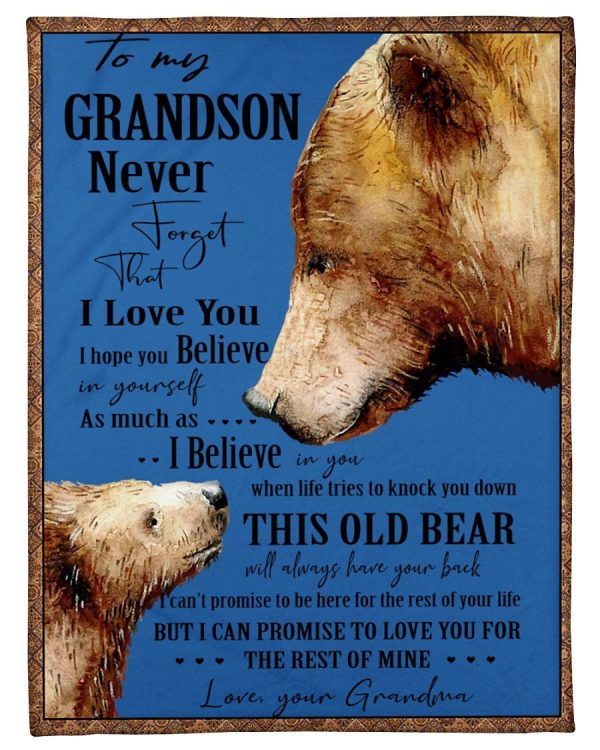 Never Forget That I Love You Gift For Grandson From Grandma Blanket