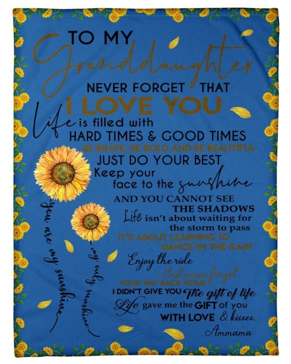 Never Forget That I Love You Quote Gift For Granddaughter From Ammama Blanket