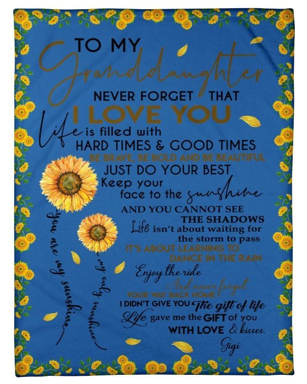 Never Forget That I Love You Quote Gift For Granddaughter From Gigi Blanket