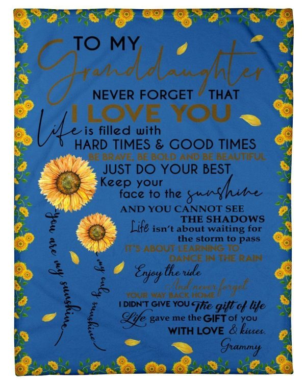 Never Forget That I Love You Quote Gift For Granddaughter From Grammy Blanket