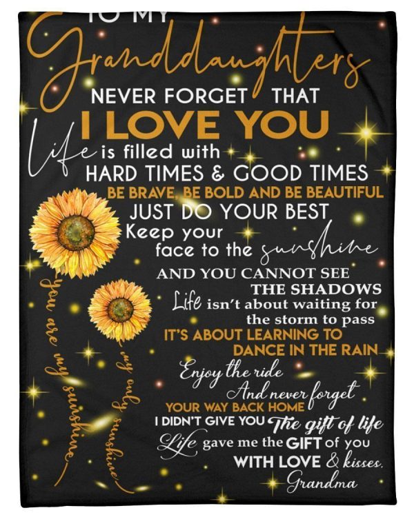 Never Forget That I Love You Quote Gift For Granddaughter From Grandma Blanket