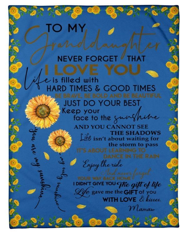 Never Forget That I Love You Quote Gift For Granddaughter From Mamaw Blanket