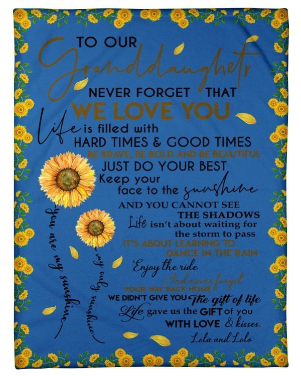 Never Forget That We Love You Quote Gift For Granddaughter From Lola And Lolo Blanket