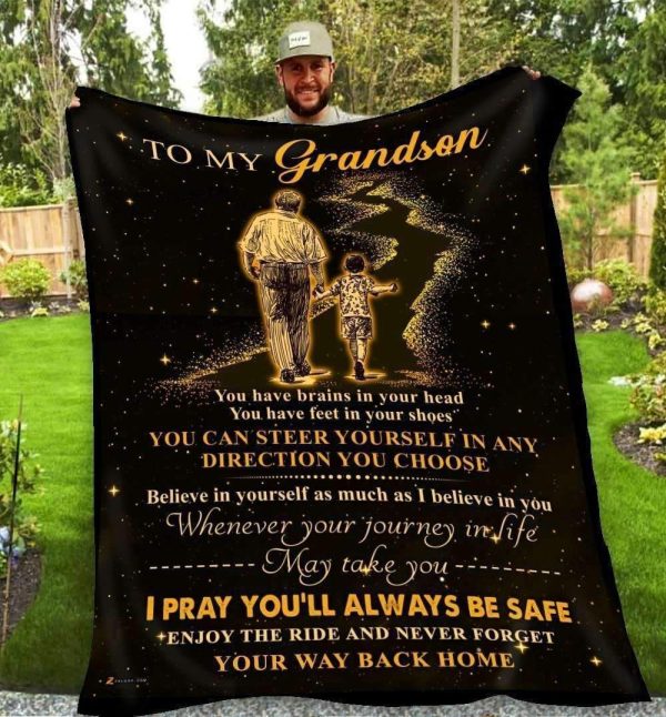 Never Forget Your Way Back Home Gift For Grandson Blanket